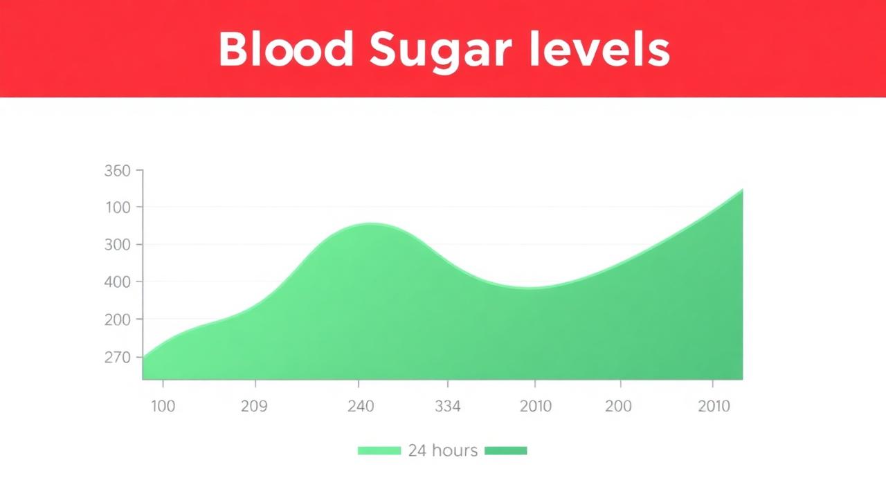 Chart illustrating steady blood sugar levels over 24 hours with GlucoLife+